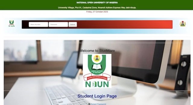 noun student portal login page