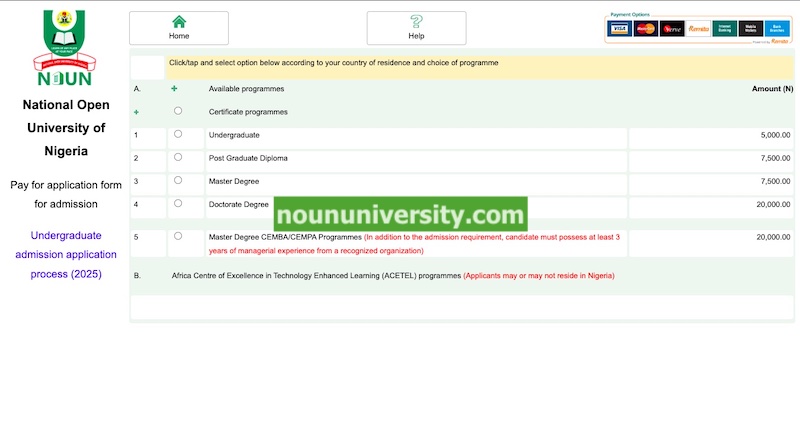 How to Apply for Admission via NOUN SMS Portal