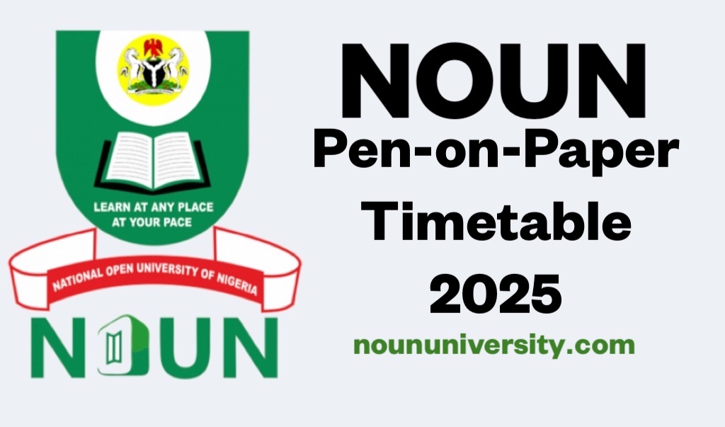 NOUN POP Timetable for 2025 Second Semester (Pen-on-Paper)